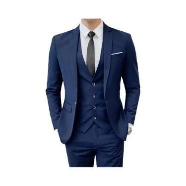 Imagem de Terno Masculino Slim Fit Liso Para Negócios E Casamentos 2026: Blazer,