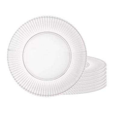 Imagem de Jogo 8 Pratos Rasos de Cristal Transparente Renaissance Lyor 26,5cm