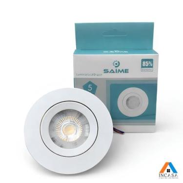 Imagem de Kit 2 Spot Led Embutir Redondo 5w Saime Branco Quente 3000k Bivolt