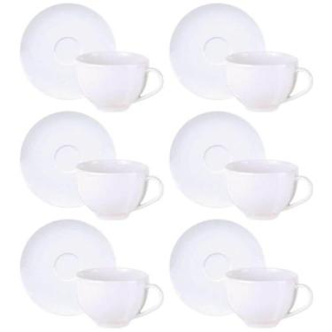 Imagem de Kit 6 Xícaras com Pires Tramontina Maria Augusta Porcelana 250ml Chá C