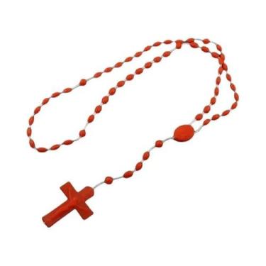 Imagem de 12/120 peças rosário de plástico contas cruz com colar de jesus catoli