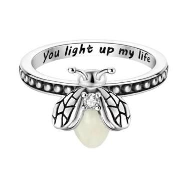 Imagem de Anel De Prata Esterlina 925 Com Pedra Coração De Vaga-lume Luminosa Ve