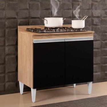 Imagem de Balcão para Cooktop de Cozinha com Tampo 2 Portas Brenda Castanho e Pr