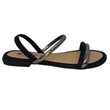 Imagem de Sandália Rasteira Via Uno Lag Metal Prata E Gliter - 41203-Feminino