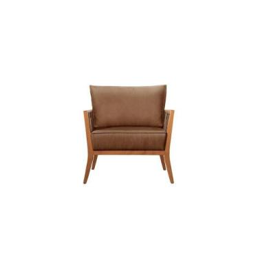 Imagem de Poltrona Safira Linho Terracota Decorativa Sala Estar Confortável - Po