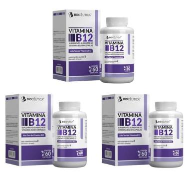 Imagem de Kit 3x Vitamina B12 Metilcobalamina Biocêutica 60 Capsulas-Unissex