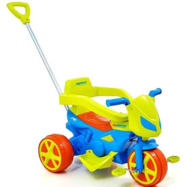 Imagem de Moto Andador Infantil Triciclo Pedal Alça de Empurrar Barra Proteção A