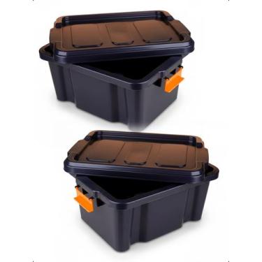 Imagem de Kit 2 Caixas Organizadoras 12L Multiuso Plástico Tampa Trava - Klizz, 