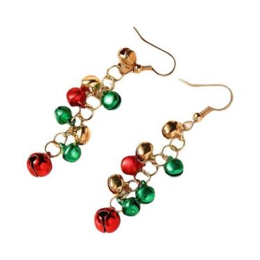 Imagem de Brincos De Sino De Natal Vermelho E Verde Com Globo De Neve, Joia Femi