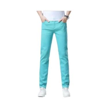 Imagem de Calças Jeans Masculinas Ajustadas E Retas, Confortáveis E Elásticas, E