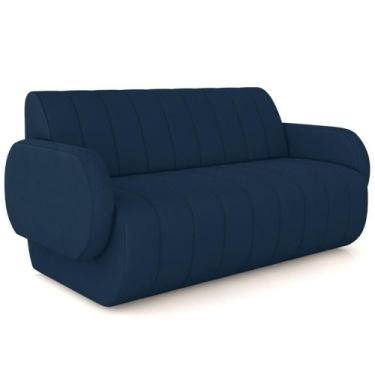 Imagem de Sofá 2 Lugares Sala Living Orgânico 168cm Fávara K01 Veludo Azul Marin