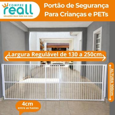 Imagem de Portão de Segurança - Alumínio - 100 cm x 133 a 250 cm - Branco