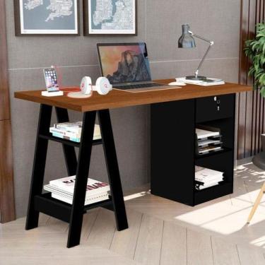 Imagem de Escrivaninha Bali Moderna Estrtura em MDP/MDF Cor:Preto - Dama Decor, 