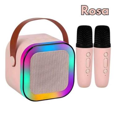 Imagem de Caixinha De Som Karaokê Bluetooth Com 2 Microfones - Genérico, Rosa