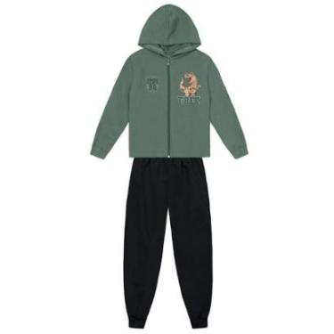 Imagem de Conjunto infantil menino em moletom de dino Brandili-Masculino