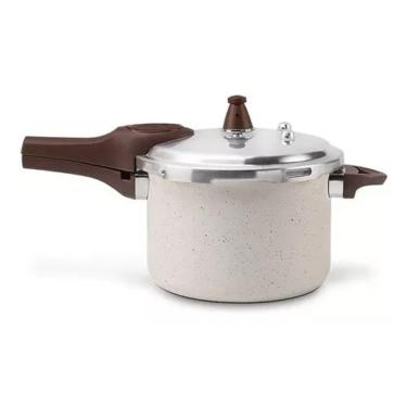 Imagem de panela de pressão brinox ceramica life pressure com indução 4.2 lts vanila