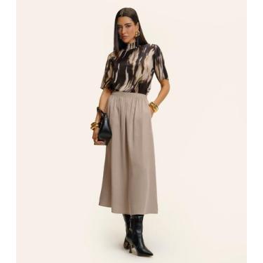 Imagem de Saia Midi Endless Tencel Twill Feminina Marrom, GG, Marrom