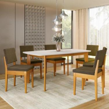 Imagem de Conjunto Sala de Jantar Siera 6 Lugares Retangular Madeira Maciça Miam