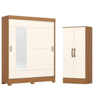 Imagem de Guarda Roupa 02 portas de Correr Amsterdã B66 com Armário Multiuso Pri
