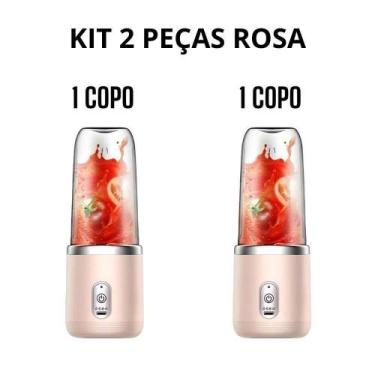 Imagem de Espremedor Portátil OEM Popyo 400 ml com 6 Lâminas em Aço Inox Rosa Ki