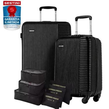 Imagem de Kit de Viagem Mala Bordo 10kg e Mala Super Grande 23kg em ABS, Cadeado