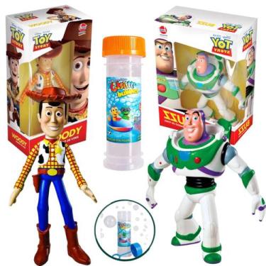 Imagem de Boneco Buzz Lightyear + Wood Toy Story + Bolha de Sabão - Lider Brinqu