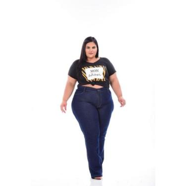 Imagem de Calça Jeans Feminina Flare Plus Size - Victória Falcão, Azul, 46