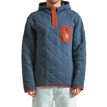 Imagem de Blusa Hurley Russel 1/4 Snap Fleece PO W24 Masculina Marinho, G, Gulf 