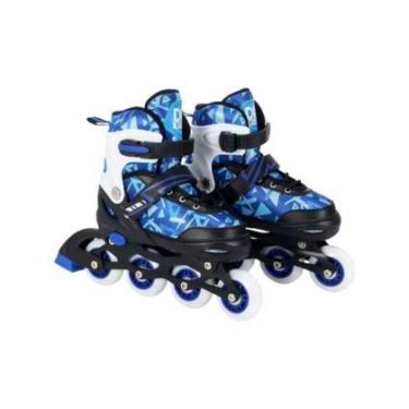 Imagem de Patins Inline Infantil Ajustável Azul Masculino Menino - Dm Toys, P(30
