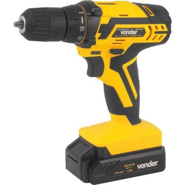 Imagem de Parafusadeira / furadeira a bataria 12v pfv012 bivolt vonder, Amarelo,