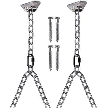 Imagem de BeneLabel Kit de Suspensão para Balanço de Varanda - Conjunto de Corrente Resistente para Cadeiras de Rede Internas e Externas, Sacos de Pancadas e Muito Mais - Fácil de Instalar com 4 Parafusos de Ma
