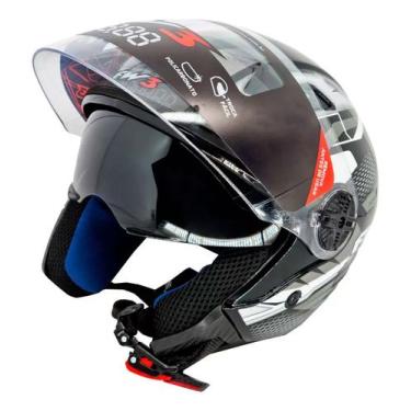 Imagem de Capacete Para Moto Aberto X Open Up Fox Fw3 Óculos Interno, 56, Grafit