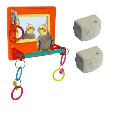 Imagem de Brinquedo Multiplay Diversão c/ Poleiro Espelho Bird Toy + 2 Bloco Min