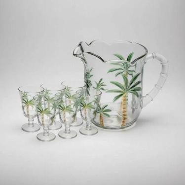Imagem de Jogo De Jarra 1,3 L E 6 Taças 240ml Palm Hand Cristal Lyor