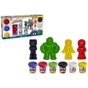 Imagem de Kit Massinha Marvel Spidey e Amigos Cotiplas - com 4 Moldes