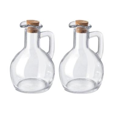Imagem de Kit 2 Galheteiros de Azeite Vinagre Vidro com tampa Cortiça 180ml - Gi