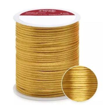 Imagem de Cordão de cetim 2mm arte punto cd001 cor 054 dourado 50 metros - ARTEP