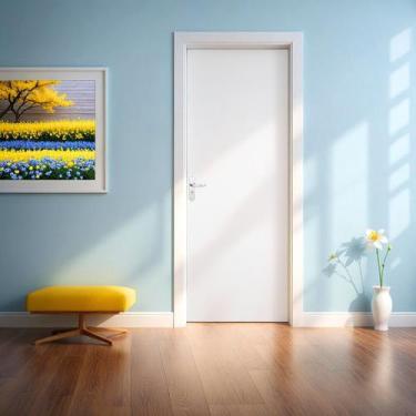 Imagem de Kit Porta de Madeira Lisa 215x84cm com Batente de MDF Ultra 10cm Melam