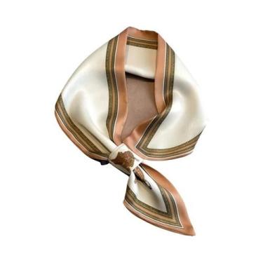 Imagem de Lenço De Seda Feminino Com Estampa Listrada Estilo Coreano Para Primav