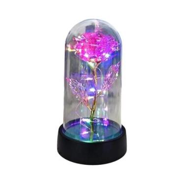 Imagem de Rosa Eterna Com Luz LED, Flor Artificial Em Vidro Para Presentes De An