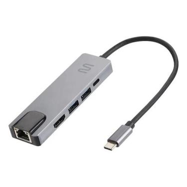 Imagem de AC447 Hub USB C 5 Em 1 Multi HDMI 4K RJ45 USB 3.0 PD 100W Multilaser