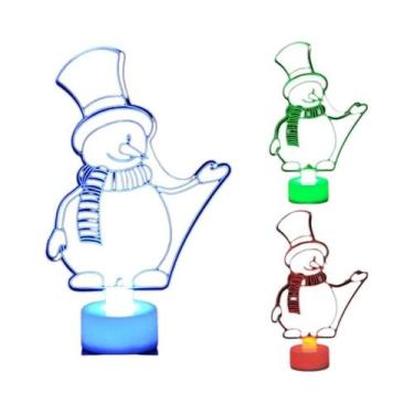 Imagem de Luzes Noturnas LED Coloridas Em Forma De Boneco De Neve, Decoração Fes