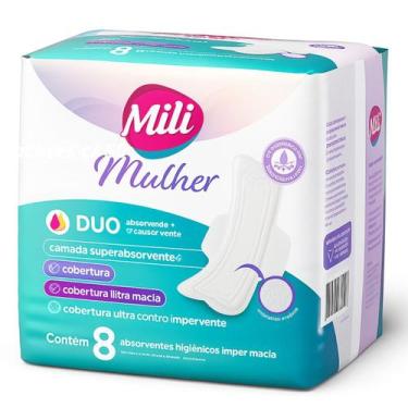 Imagem de Absorvente Higiênico Feminino Mili Mulher Duo com 8 Unidades