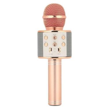 Imagem de Microfone Sem Fio Bluetooth Karaokê com Alto Falante e Gravador Rose -