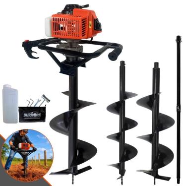 Imagem de Perfurador de Solo DPS623G 3HP 62cc com Brocas 80x20cm 80x25cm 80x30cm e Extensão 100cm Laranja DURATORK