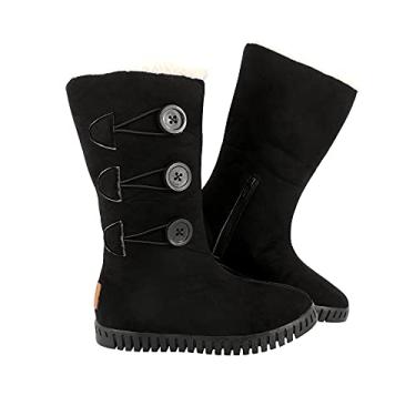 Imagem de Bota Feminina Pelo 100% Interno para Neve Autraliana Inverno Viagem Europa AM850 Cor:2-Preto;Tamanho:33