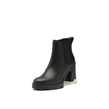 Imagem de SOREL Bota de chuva feminina Brex Heel Chelsea de couro impermeável, Preto, preto., 11