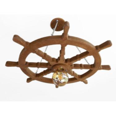 Imagem de Lustre Luminária Pendente 65Cm Leme De Navio Rústico 1B