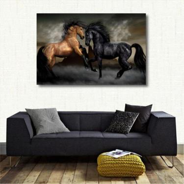 Imagem de Quadro de Cavalo Preto e Marrom Sala Quarto Escritório