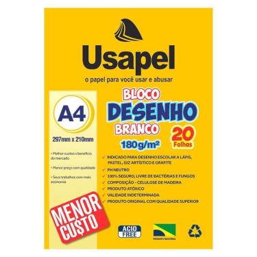 Imagem de Bloco Para Desenho A4 Branco 140G Com 20 Folhas - Usapel